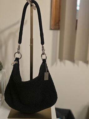 Lina Bag Black Crochet Hobo Shoulder Bag